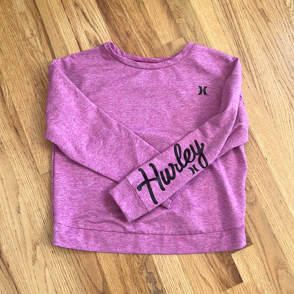 HURLEY Girls Long Sleeve Pink Crop Sweatshirt, Size XL